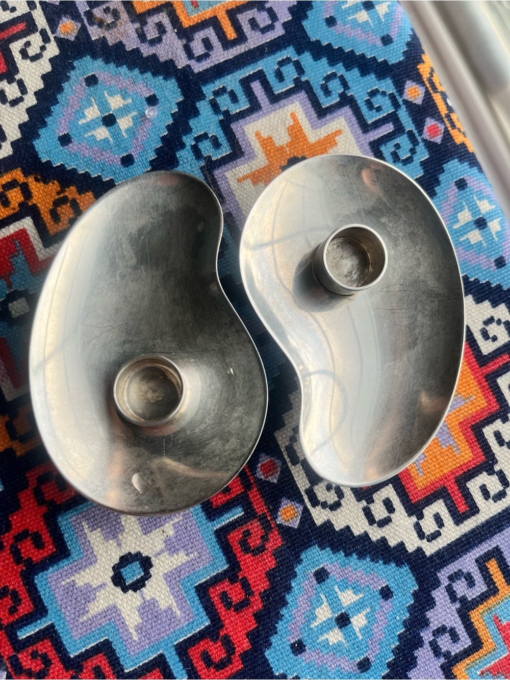 Pair of Silver Plate Kidney-Shaped Candle Holders